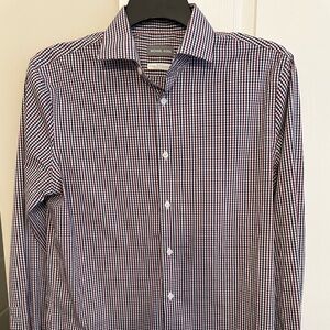 Michael Kors Men's Slim Fit Checkered Shirt - Red and Blue Travel Stretch